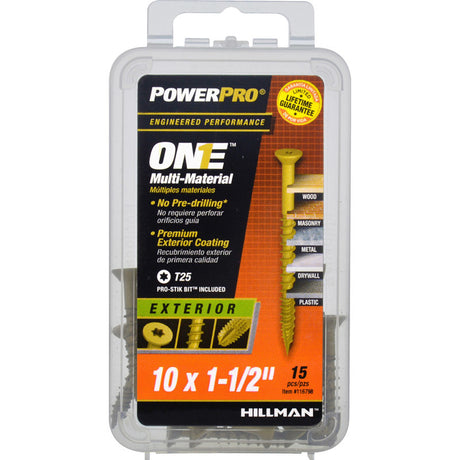 HILLMAN POWERPRO ONE No. 10 X 1-1/2 in. L Star Flat Head Multi-Material Screw 15 pk