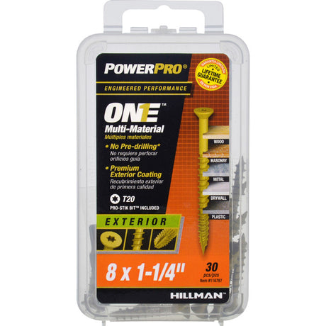 HILLMAN POWERPRO ONE No. 8 X 1-1/4 in. L Star Flat Head Multi-Material Screw