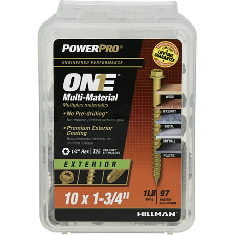 HILLMAN Power Pro No. 10 X 1-3/4 in. L Star Hex Washer Head Multi-Material Screw 1 lb 97 pk