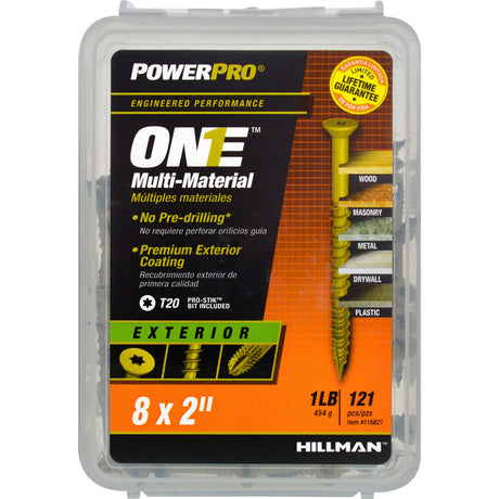 HILLMAN POWERPRO ONE No. 8 X 2 in. L Star Flat Head Multi-Material Screw 1 lb 121 pk