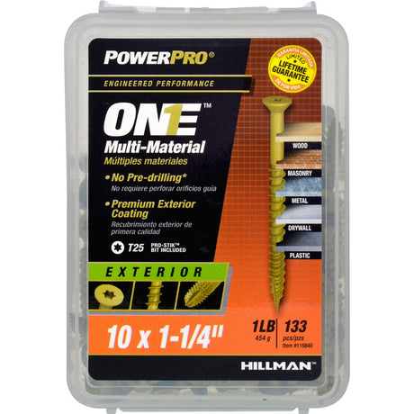 HILLMAN POWERPRO ONE No. 10 X 1-1/4 in. L Star Flat Head Multi-Material Screw 1 lb 133 pk