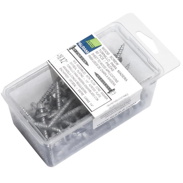Palram Woodtite No. 16 X 2 in. L Hex Galvanized Wood Screws 50 pk
