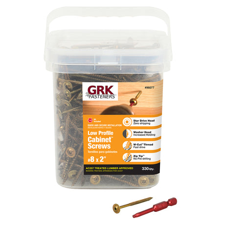 GRK Fasteners No. 8 X 2 in. L Star Yellow Zinc Cabinet Screws 330 pk