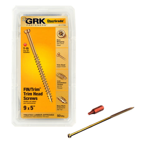 GRK Fasteners UberGrade No. 9 X 5 in. L Star Trim Head Construction Screws 50 pk