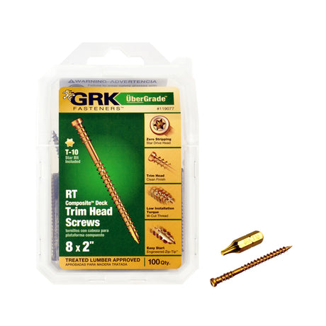 GRK Fasteners UberGrade No. 8 X 2 in. L Star Trim Head Construction Screws 100 pk