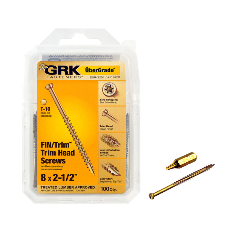 GRK Fasteners UberGrade No. 8 X 2-1/2 in. L Star Trim Head Construction Screws 100 pk