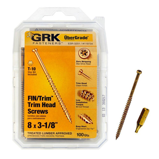 GRK Fasteners UberGrade No. 8 X 3-1/8 in. L Star Trim Head Construction Screws 100 pk