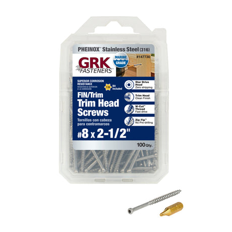 GRK Fasteners No. 8 X 2-1/2 in. L Star Trim Head Construction Screws 100 pk