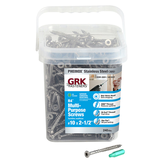 GRK Fasteners No. 10 X 2-1/2 in. L Star Flat Head Multi-Purpose Screws 240 pk