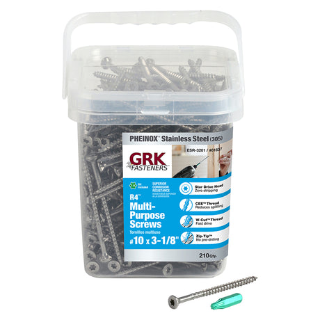 GRK Fasteners R4 No. 10 X 3-1/8 in. L Star Flat Head Multi-Purpose Screws 210 pk
