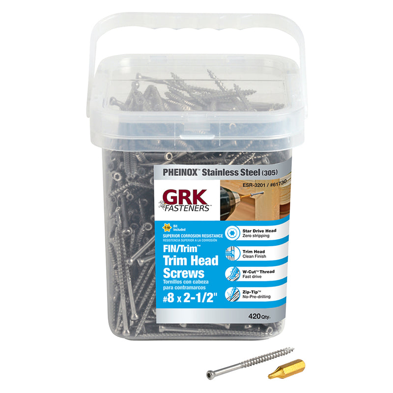 GRK Fasteners Pheinox No. 8 X 2-1/2 in. L Star Trim Head Construction Screws 420 pk
