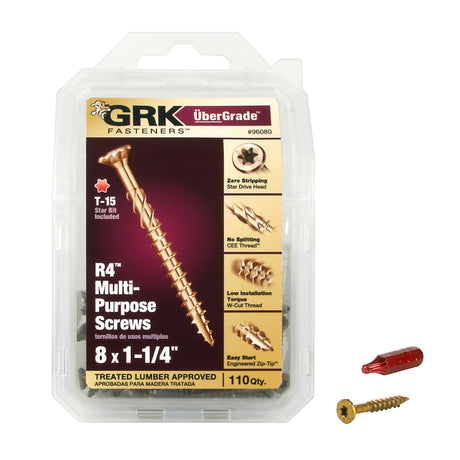 GRK Fasteners UberGrade No. 8 X 1-1/4 in. L Star Flat Head Multi-Purpose Screws 110 pk
