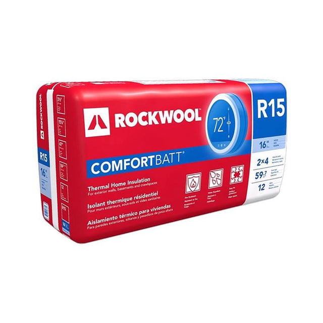 Rockwool ComfortBatt 15.25 in. W X 47 in. L R15 Unfaced Insulation Batt 59.7 sq ft Rockwool ComfortBatt 15.25 in. W X 47 in. L R15 Unfaced Insulation Batt 59.7 sq ft