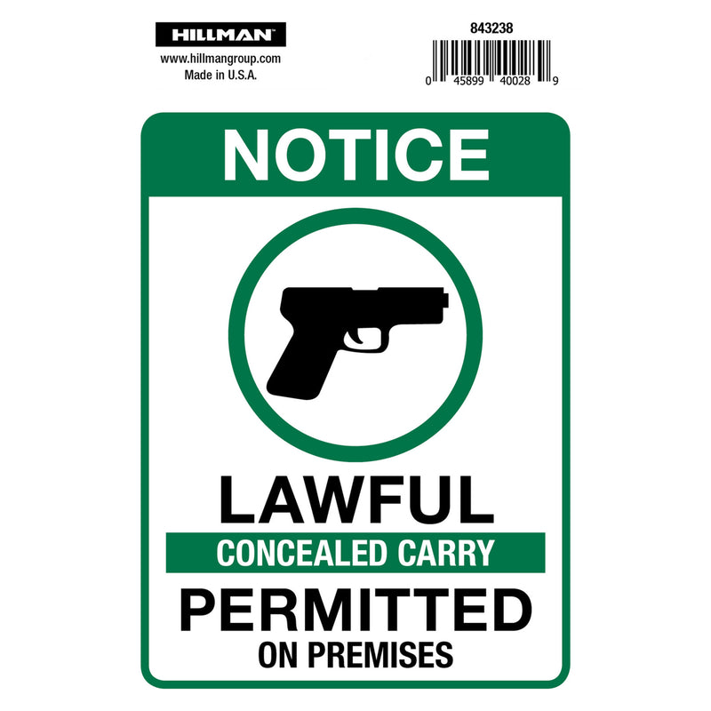 Hillman English White Notice Sign 6 in. H X 4 in. W