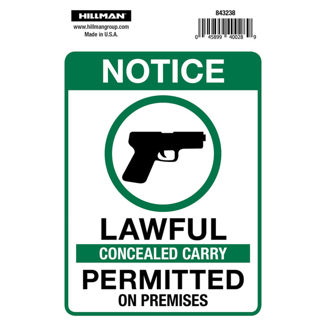 Hillman English White Notice Sign 6 in. H X 4 in. W