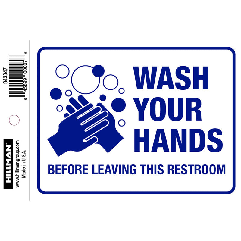 Hillman English White Restroom Decal 4 in. H X 6 in. W
