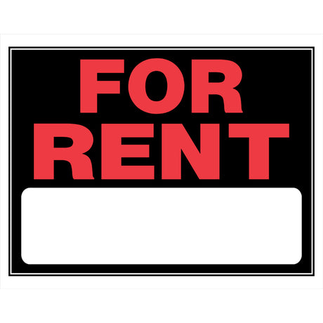 Hillman English Black For Rent Sign 15 in. H X 19 in. W