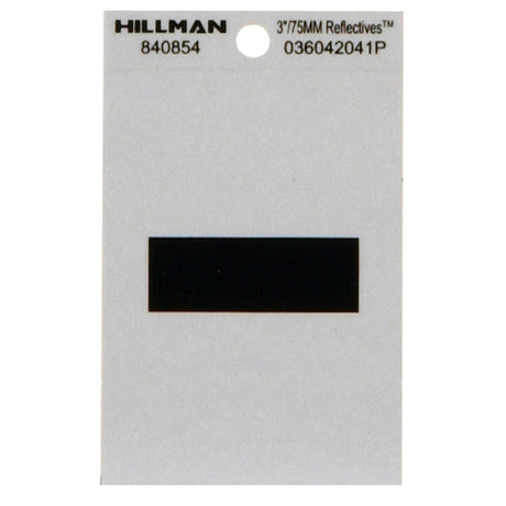 Hillman 3 in. Reflective Black Vinyl Self-Adhesive Special Character Hyphen 1 pc