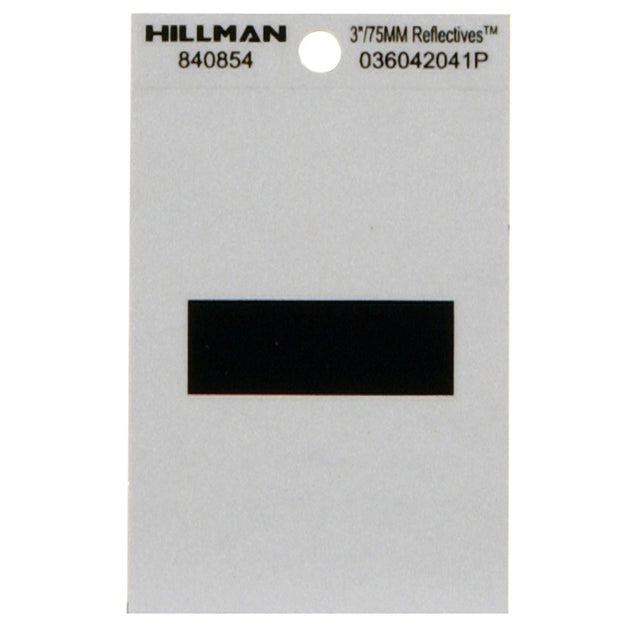 Hillman 3 in. Reflective Black Vinyl Self-Adhesive Special Character Hyphen 1 pc