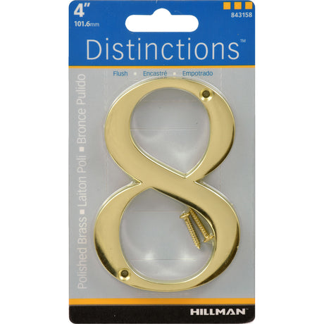 Hillman Distinctions 4 in. Gold Zinc Die-Cast Screw-On Number 8 1 pc