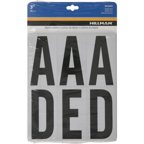 Hillman 3 in. Reflective Black Vinyl Self-Adhesive Letter Set A-Z 54 pc