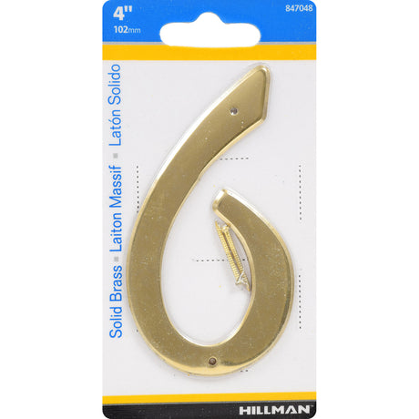 Hillman 4 in. Gold Brass Nail-On Number 6 1 pc