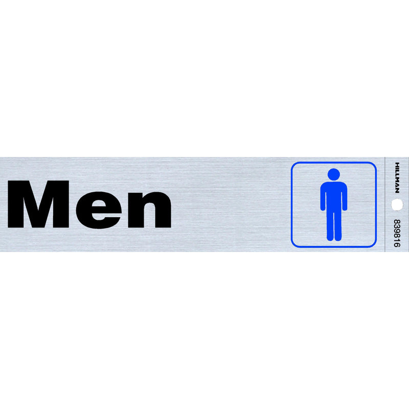 Hillman English Silver Restroom Sign 2 in. H X 8 in. W