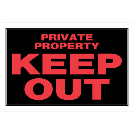 Hillman English Black Private Property Sign 8 in. H X 12 in. W