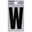 Hillman 2 in. Reflective Black Vinyl Self-Adhesive Letter W 1 pc