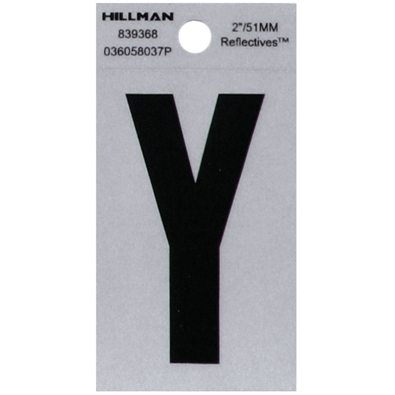 Hillman 2 in. Reflective Black Vinyl Self-Adhesive Letter Y 1 pc