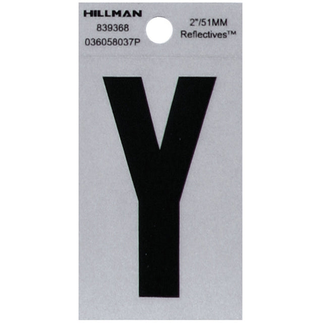 Hillman 2 in. Reflective Black Vinyl Self-Adhesive Letter Y 1 pc