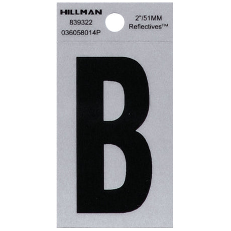 Hillman 2 in. Reflective Black Vinyl Self-Adhesive Letter B 1 pc