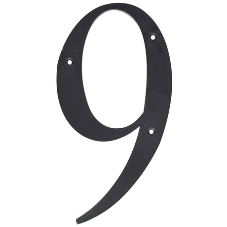 Hillman 6 in. Reflective Black Plastic Nail-On Number 9 1 pc