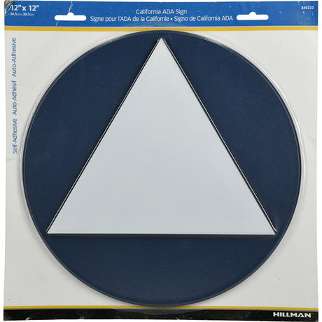 Hillman English Blue Restroom Sign 12 in. H X 12 in. W
