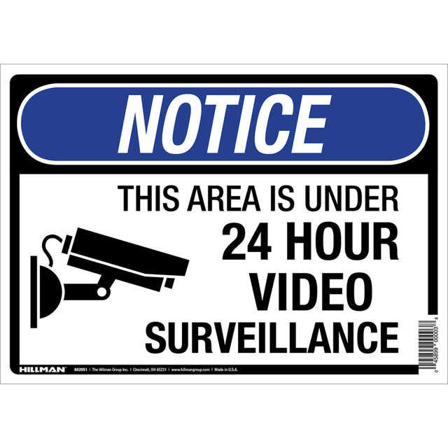 Hillman English White Security Sign 10 in. H X 14 in. W