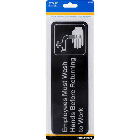 Hillman English Black Health Safety Plaque 3 in. H X 9 in. W