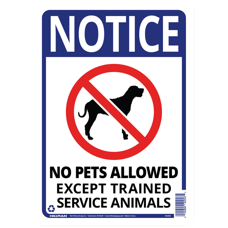 Hillman English White Notice Sign 14 in. H X 10 in. W