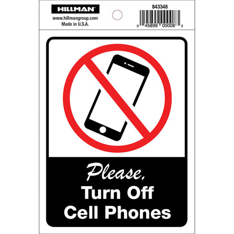 Hillman English White Safety Sign 6 in. H X 4 in. W