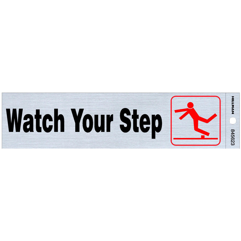 Hillman English Silver Safety Sign 2 in. H X 8 in. W