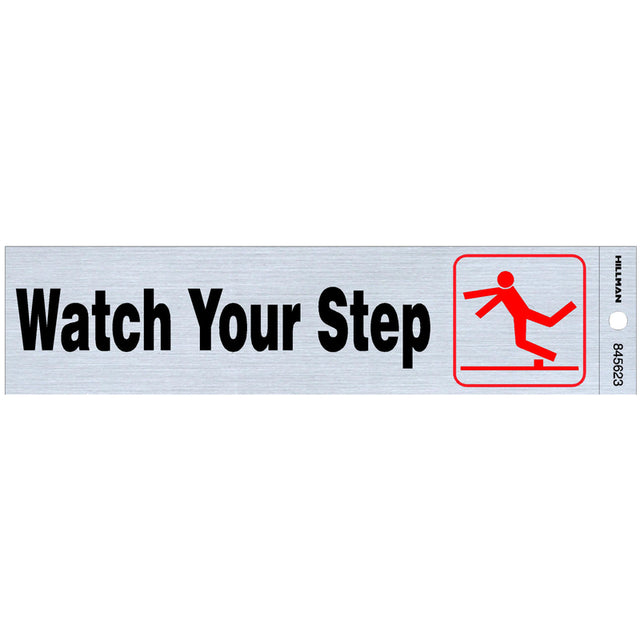 Hillman English Silver Safety Sign 2 in. H X 8 in. W