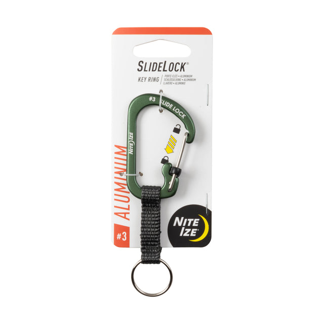 Nite Ize SlideLock 3/8 in. D Aluminum Olive Carabiner Key Ring