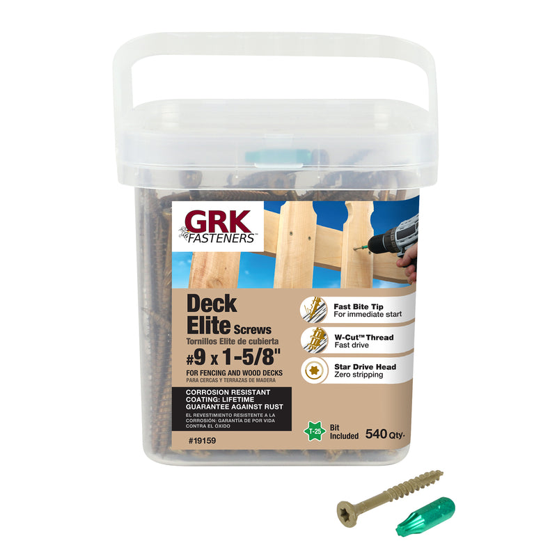 GRK Fasteners Deck Elite No. 9 X 1-5/8 in. L Tan Star Star Head Deck Screws 540 pk