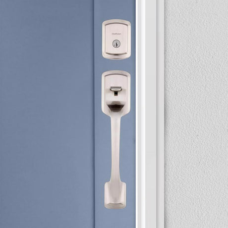 Kwikset Prague Satin Nickel Entry Handleset 1-3/4 in.
