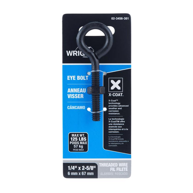 Wright 1/4 in. X 2-5/8 in. L Black Steel Eyebolt Nut Included
