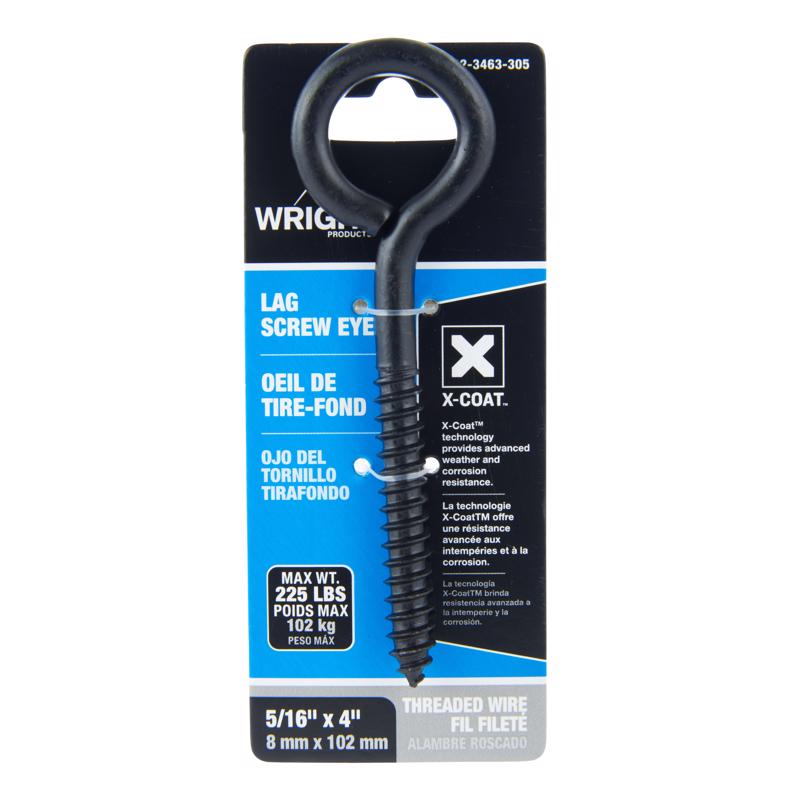 Wright 5/16 in. D X 4 in. L Black Steel Lag Screw Eye 225 lb 1 pk