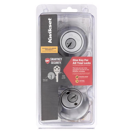 Kwikset SmartKey Security Satin Chrome Metal Double Cylinder Deadbolt
