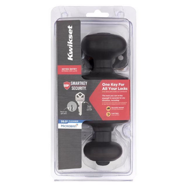 Kwikset SmartKey Security Venetian Bronze Entry Knob KW1 2-3/4 in.