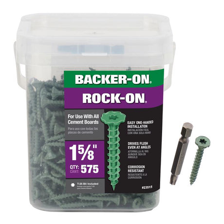 Backer-On Rock-On No. 9 X 1-5/8 in. L Star Flat Head Cement Board Screws 575 pk