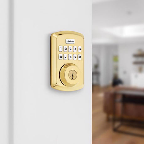 Kwikset Powerbolt Polished Brass Zinc Electronic Deadbolt