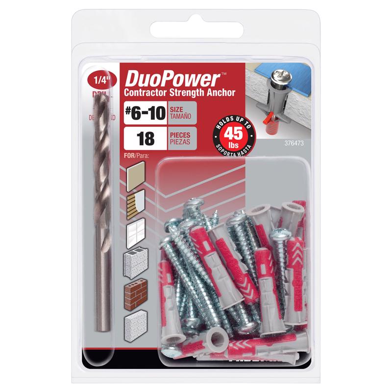 HILLMAN 1/4 in. D X 1.1875 in. L Nylon Round Head Screw and Anchor 18 pk